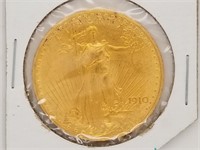 1910 St. Gaudens $20 gold double eagle EF details