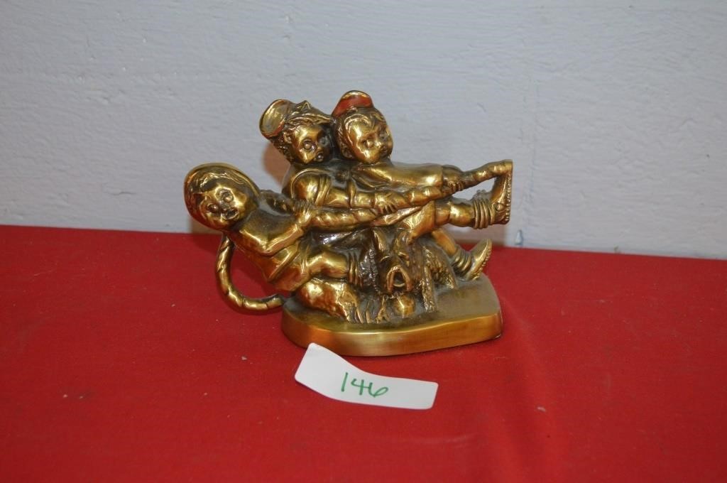 Brass Children Playing Figure