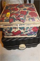 2 SEWING BOXES W/COSTUME JEWELRY