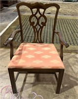 Vintage Chippendale Mahogany Dining Arm Chair