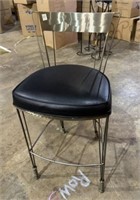 Mid Century Style Black Vinyl Cushion Bar Stool