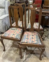 Four Vintage Queen Anne Mahogany Dining Side Chair