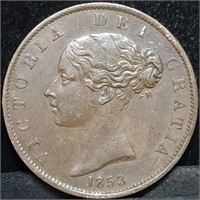 1853 GB Victoria Half Penny, High Grade