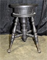 Black Wooden Piano Stool-Iron Claw Feet