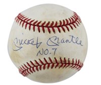 Yankees Mickey Mantle No. 7 Signed Baseball BAS