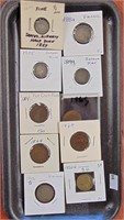 1853 1/2 dime, 1884 12-D, 58-D nickels, 4, 2 cents