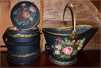 Tole painted maple sugar bucket, ash can