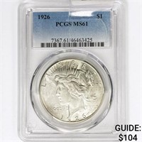 1926 Silver Peace Dollar PCGS MS61