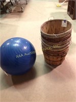 Yoga ball, apple baskets