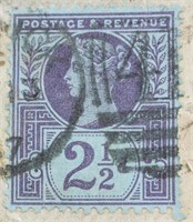 British 1887 2 and 1/2 D Stamp with Envelope