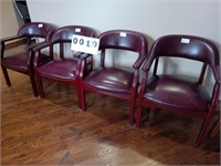4x Studded Oxblood Vinyl Side Chairs Conference