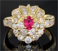 18kt Gold 1.98 ct Natural Ruby & Diamond Ring