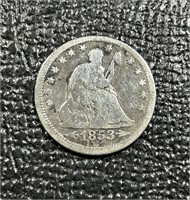 1853 US Seated Liberty Quarter w/ Arrows