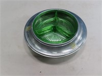 unusual Green Depression Glass 7" Divider in Alum