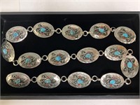 Nickel Silver, Sterling & Turquoise Concho Belt