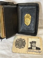 VINTAGE RICHARDSON FIRE CHIEF BADGE WITH LEATHER