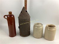 Ceramic containers, ceramic jug vase, tin