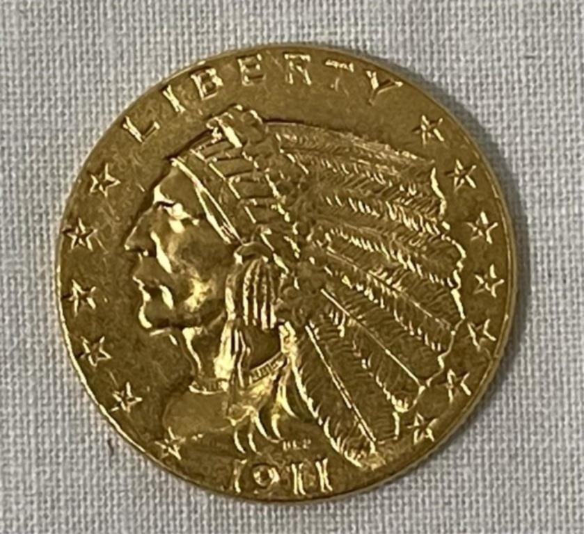 1911 Gold Indian $2.50