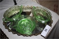 SET OF 3 VASELINE GLASS 2 SMALL BOWLS 1 JUICER