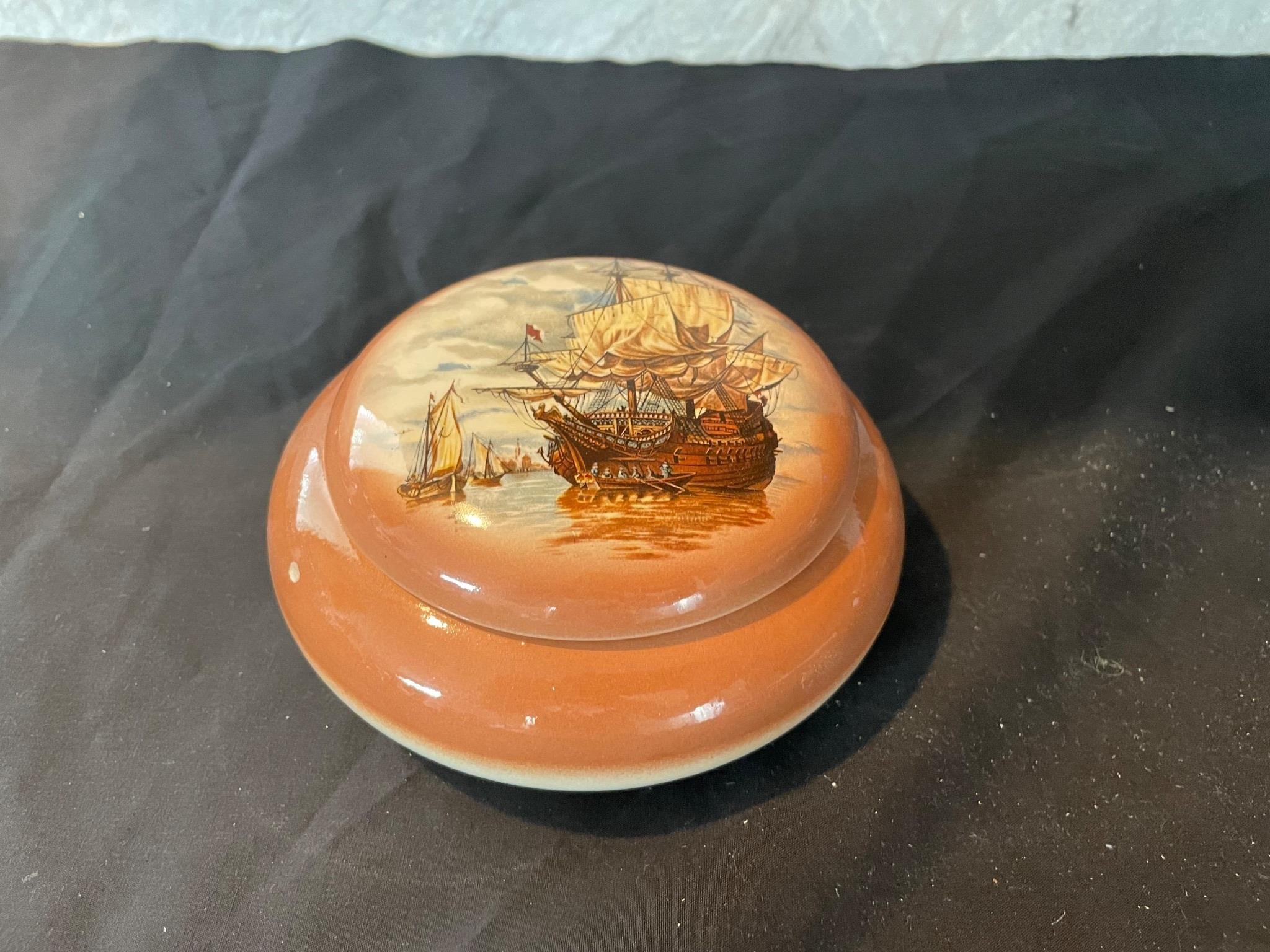 Container with Hand Painted Lid