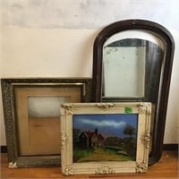 antique mirror, picture frames