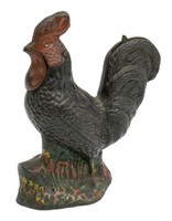 KEYSER & REX CAST IRON "CROWING ROOSTER" BANK