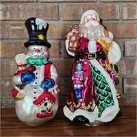 Glass Santa & Snowman