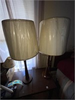 (2) LARGE WOODEN TABLE LAMPS (38")