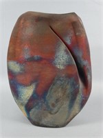 Large Raku Art Pottery Vase signed Wimburg
