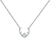 Exquisite Round 1.00ct White Opal Antler Necklace