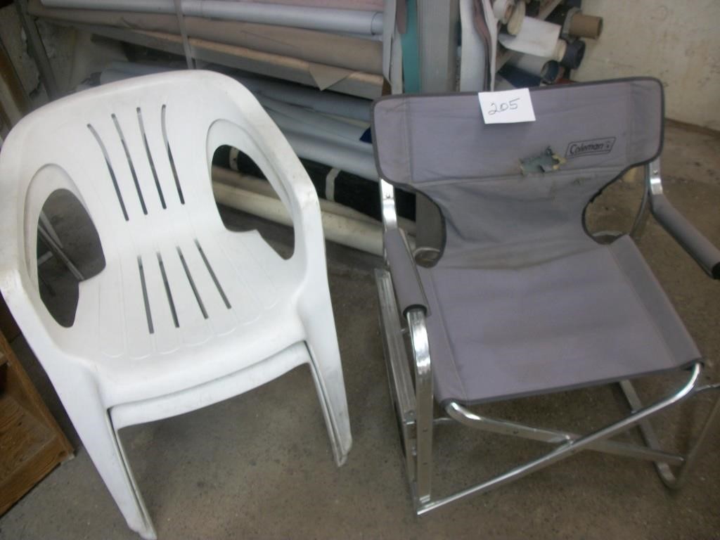 FOLDING COLEMAN CHAIR & TABLE, LIL ROUGH, 2 CHAIRS
