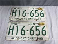 Matching Pair of Wisconsin 1956 (Tagged) License