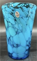 Fenton Blue Splatter Art Glass Vase Uv Reactive