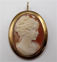 12k Gold Filled Cameo Pendant Brooch