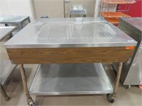 stainless steel top table on wheels w/shelf