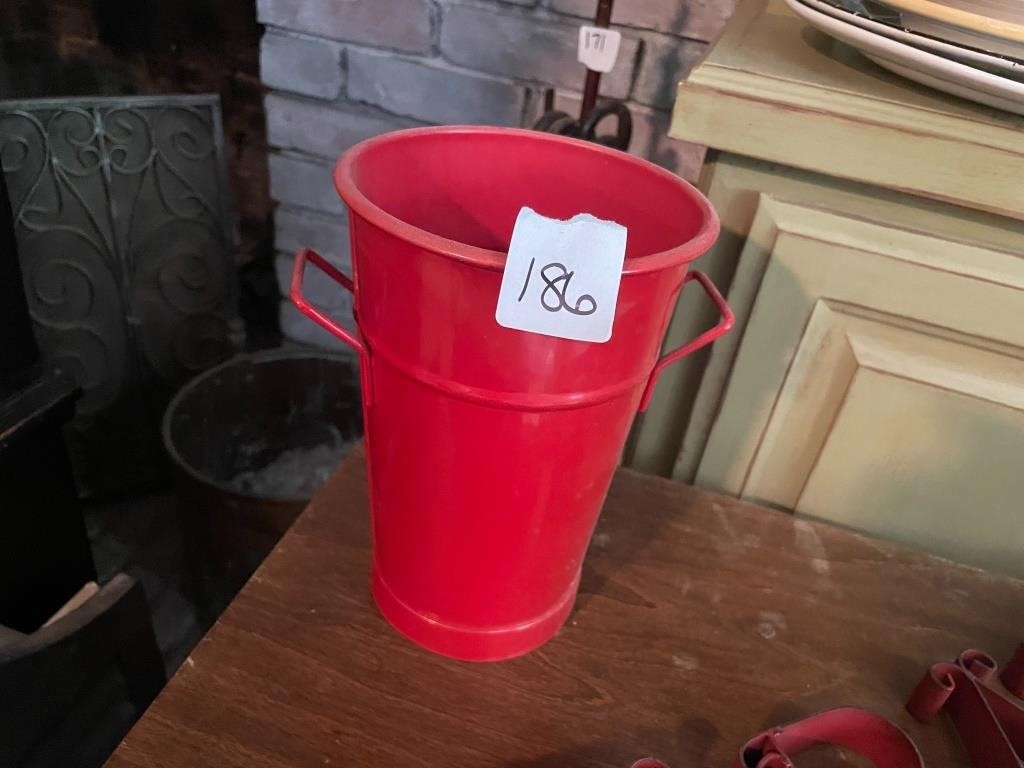 Red Metal decorative bucket