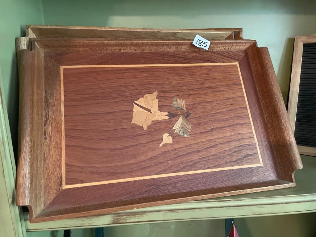 Vtg MCM Wooden Trays