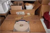 5 ROLLS COMMERCIAL PAPER TOWELS/ BOX OF VASES AND