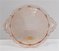 Vintage Pink Depression Glass Serving Plate 12"