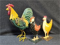 Rooster Candle Stick Holder, and (2) Metal