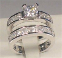 3.50 Ct Princess Engagement Ring set Sz 7