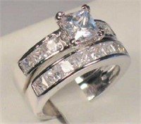 3.50 Ct Princess cut Engagement Ring set Sz 9
