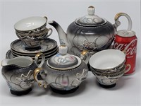 (15pc) Asian Dragonware Moriage Tea Set