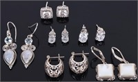 ASSORTED STERLING SILVER LADIES EARRINGS - (5)