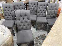 Set 6 Upholstered Tufted Dinning Chairs Grey