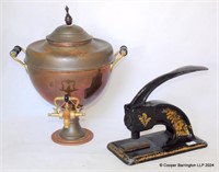 Antique Copper and Brass Hot Water Samovar Etc