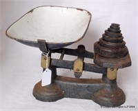 Antique Cast Iron Shop Balance Scales & Weights