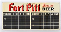 FORT PITT BEER TIN FOOTBALL SCORE BOARD SIGN