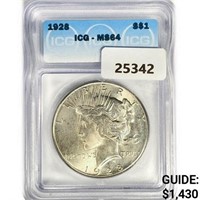 1928 Silver Peace Dollar ICG MS64