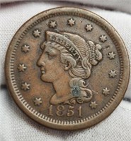 1851 Large Cent VF